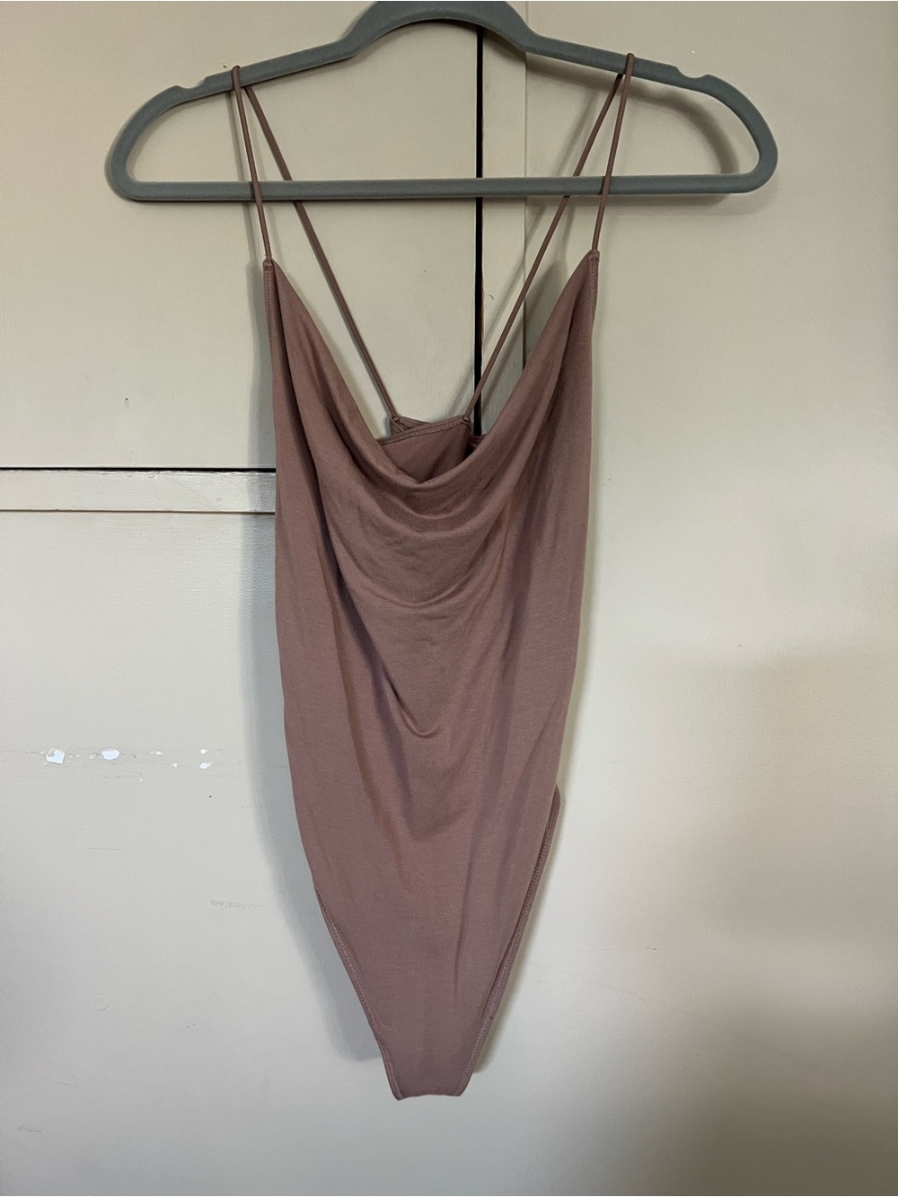 Abercrombie & Fitch Beige Cowl Neck Spaghetti Strap Bodysuit